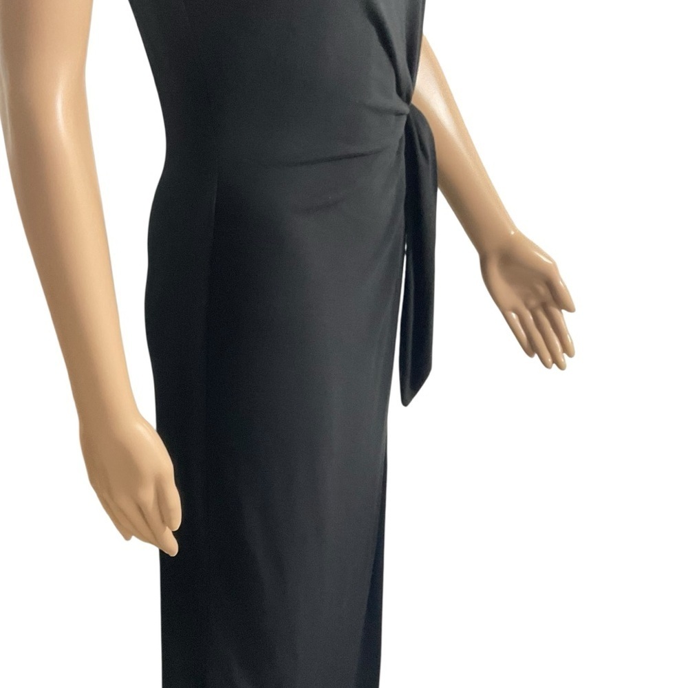 Magaschoni Black Stretch Tie Waist Midi Dress Size Medium - Picture 10 of 14